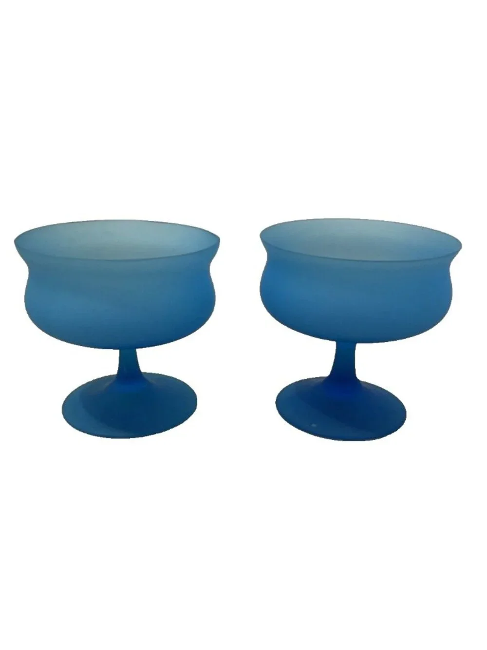 Vintage Frosted Turquoise Blue Stemmed Compote Bowl Frosted Glass Italy 4